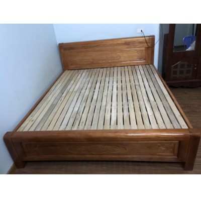 Giường ngủ gỗ xoăn đào tự nhiên GGN07