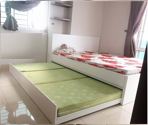 Giường ngủ gỗ 2 tầng thông minh rộng 1m2 GCN45